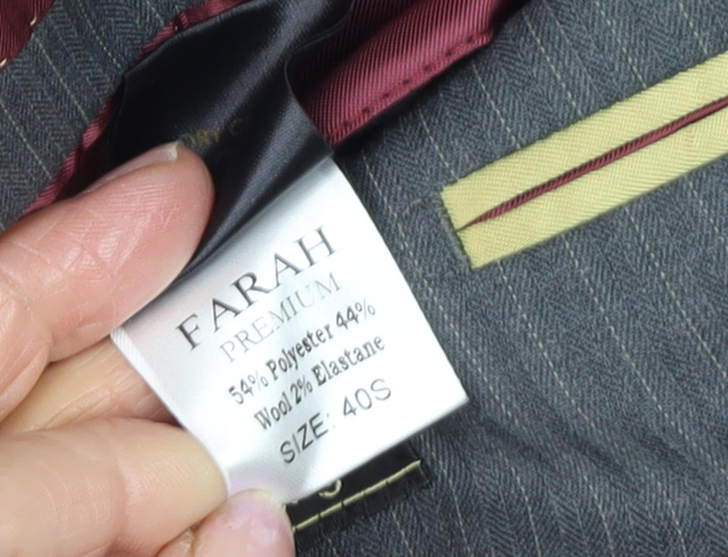 Farah Men's Grey Striped Suit Jacket 40S