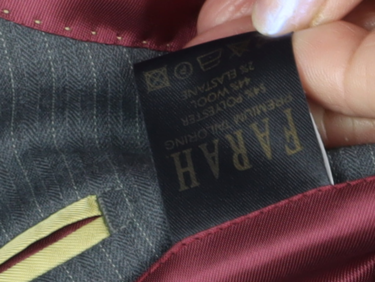 Farah Men's Grey Striped Suit Jacket 40S