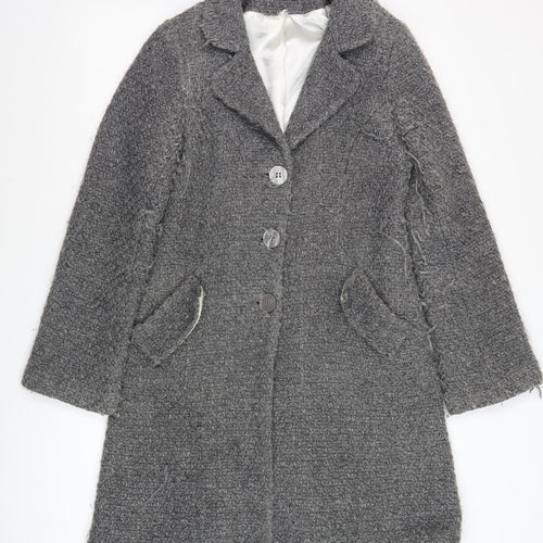 Ayoca Women's Grey Long Coat, L, Button, Lined