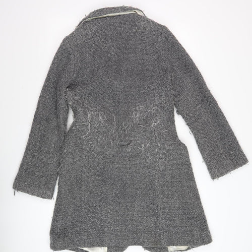 Ayoca Women's Grey Long Coat, L, Button, Lined