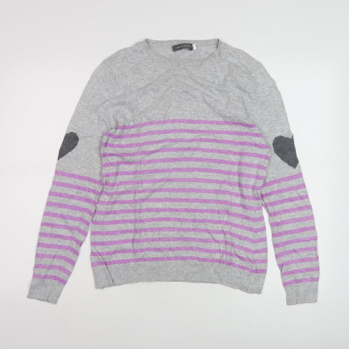 Mint Velvet Women's Grey Striped Cashmere Pullover Size 12