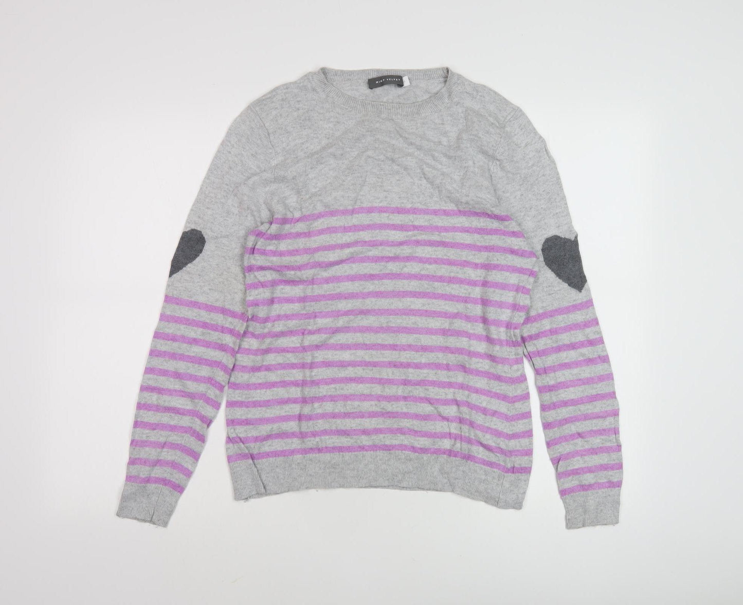 Mint Velvet Women's Grey Striped Cashmere Pullover Size 12