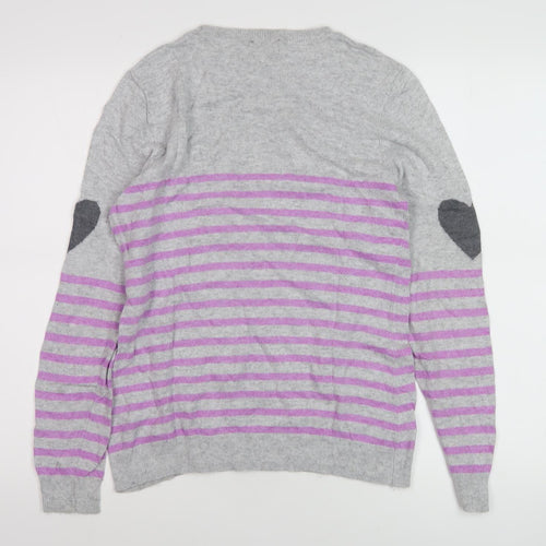 Mint Velvet Women's Grey Striped Cashmere Pullover Size 12