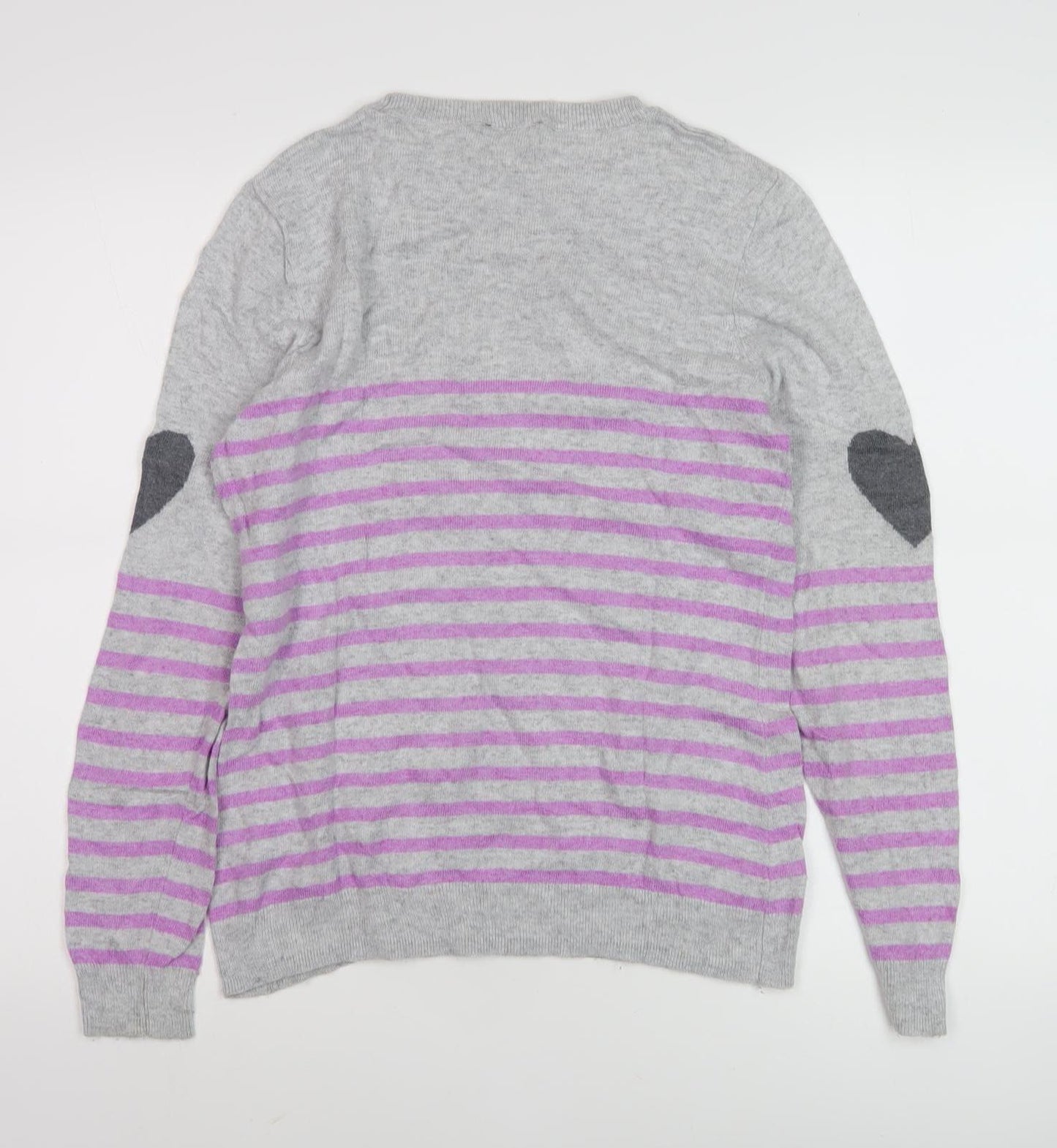 Mint Velvet Women's Grey Striped Cashmere Pullover Size 12