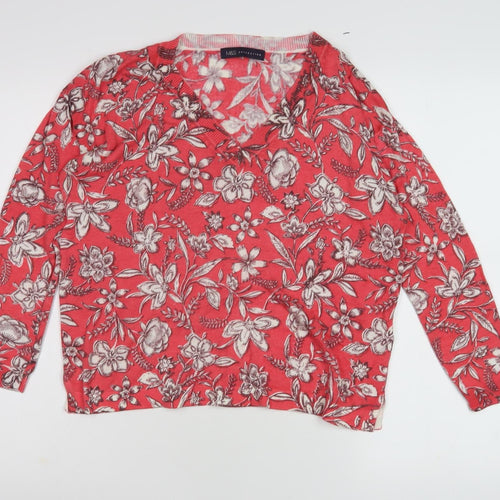 Marks and Spencer Women's Red Floral Knit Pullover M