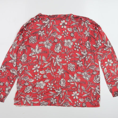 Marks and Spencer Women's Red Floral Knit Pullover M