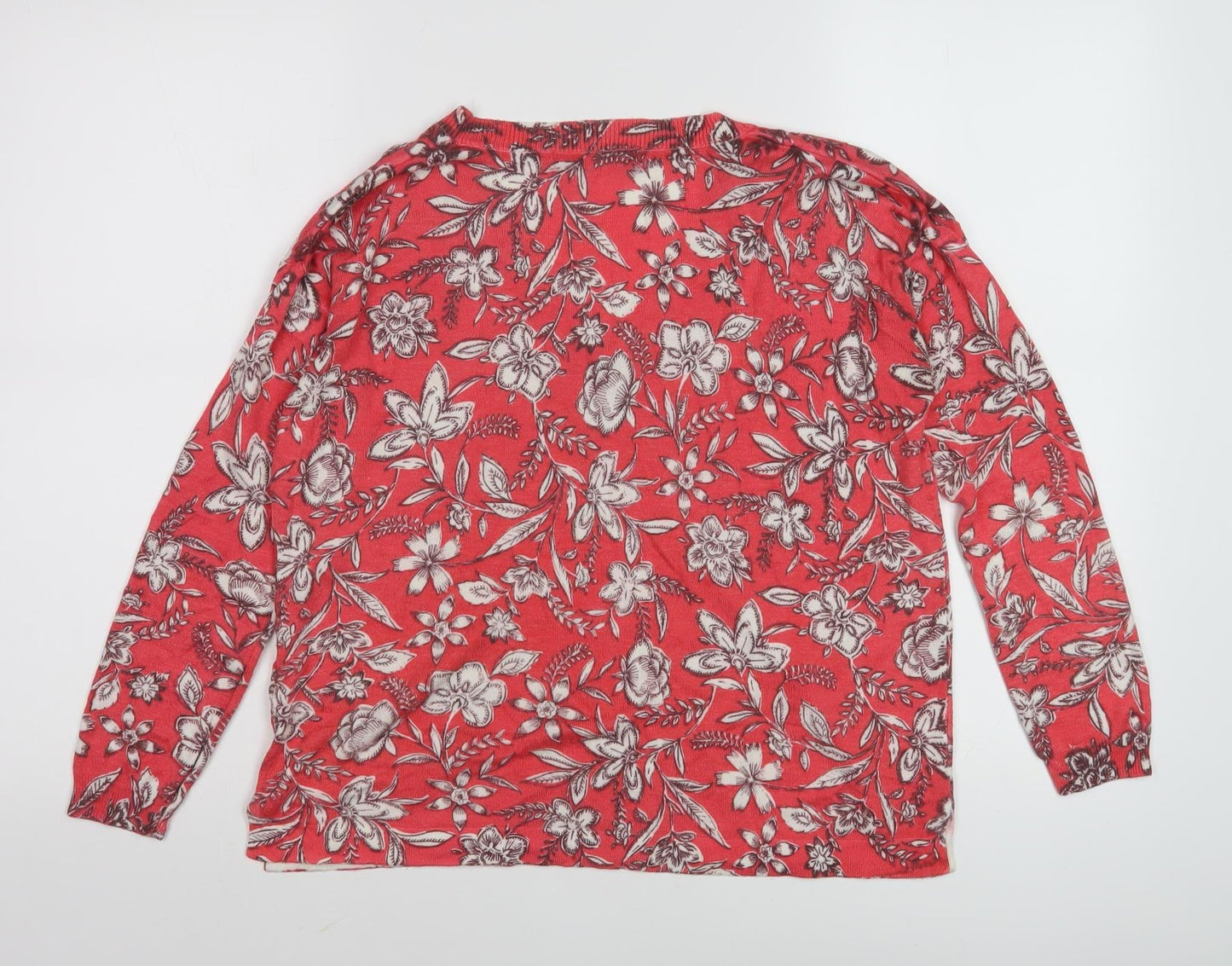 Marks and Spencer Women's Red Floral Knit Pullover M