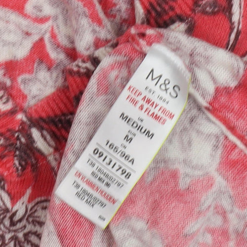 Marks and Spencer Women's Red Floral Knit Pullover M