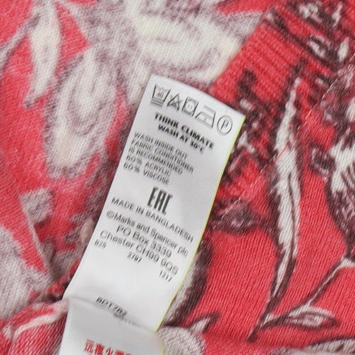Marks and Spencer Women's Red Floral Knit Pullover M