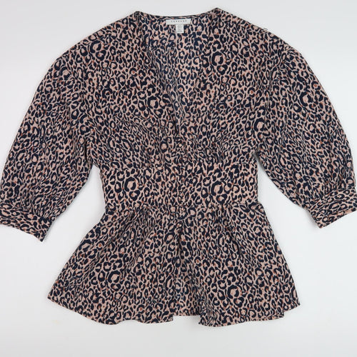 Topshop Women's Multicoloured Leopard Print Tunic Blouse