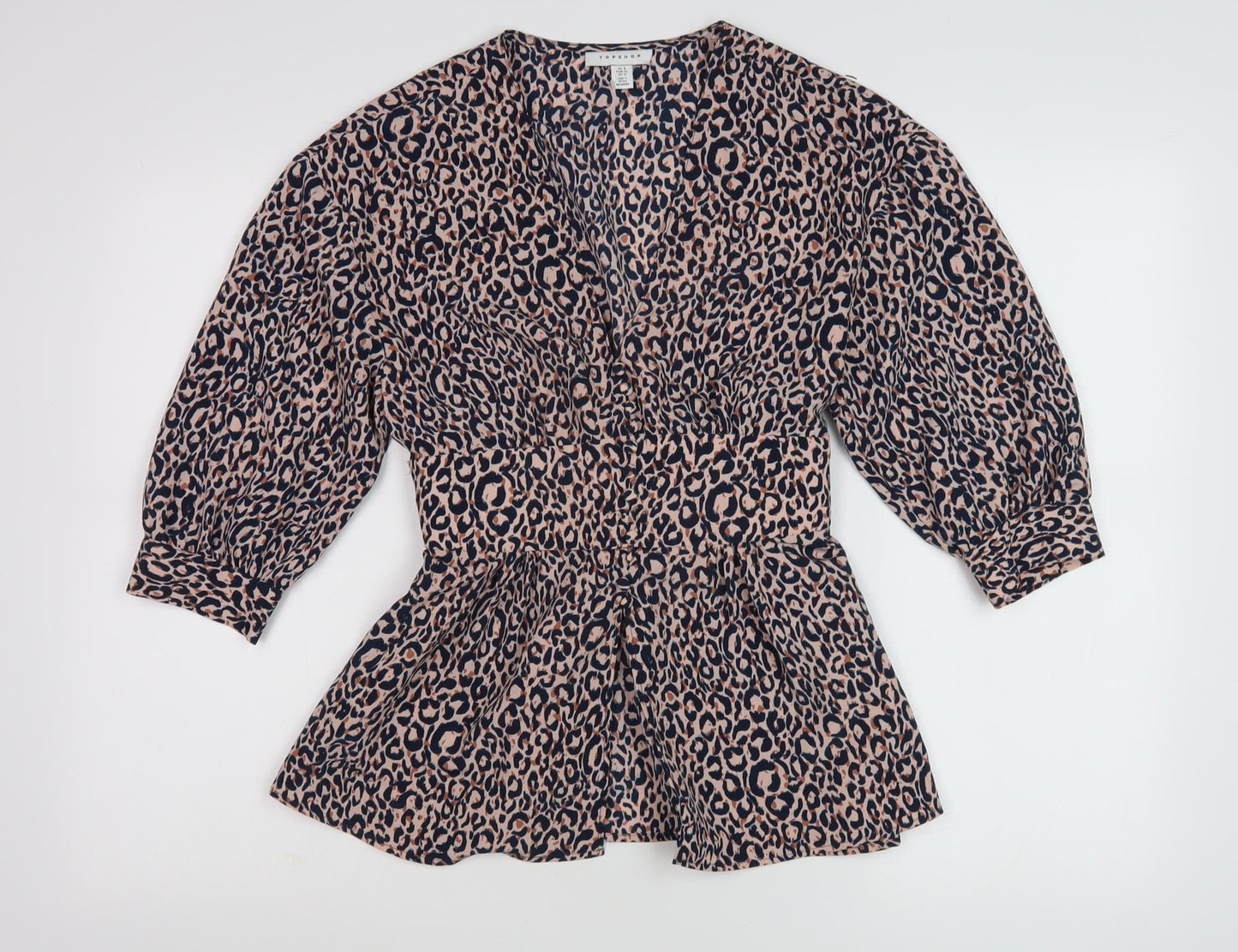 Topshop Women's Multicoloured Leopard Print Tunic Blouse