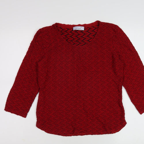 Marks and Spencer Women's Red Geometric Top Size 10