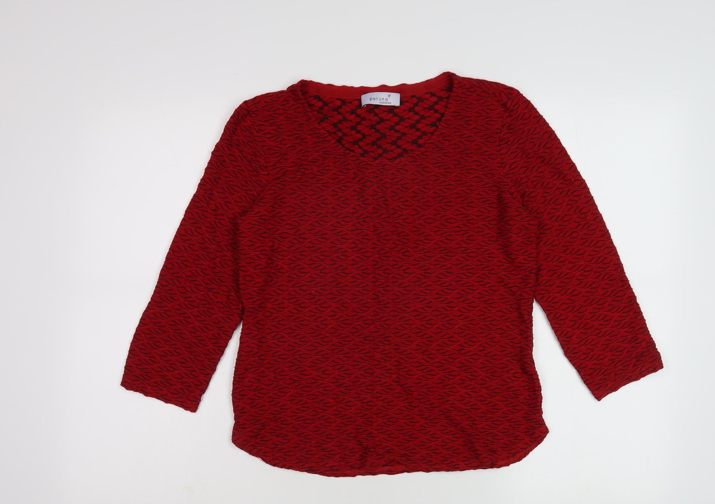 Marks and Spencer Women's Red Geometric Top Size 10