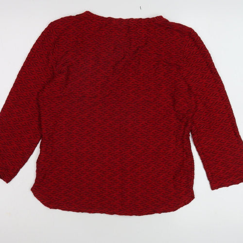 Marks and Spencer Women's Red Geometric Top Size 10