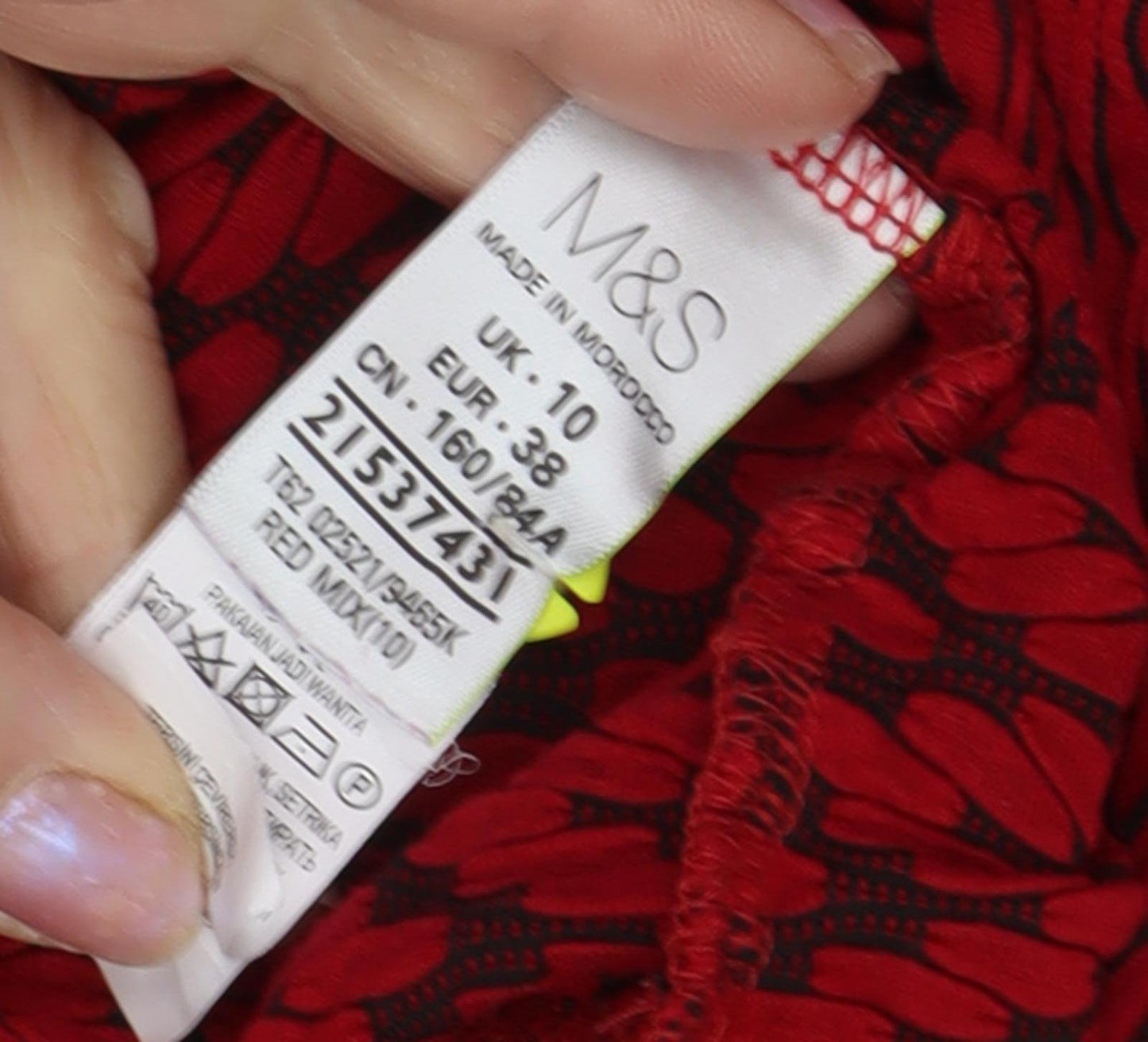 Marks and Spencer Women's Red Geometric Top Size 10