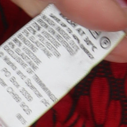 Marks and Spencer Women's Red Geometric Top Size 10