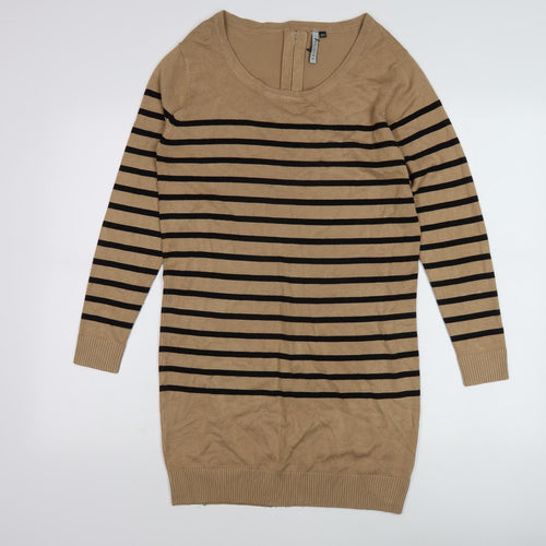 Intuition Women's Beige Striped Tunic Jumper Size 10