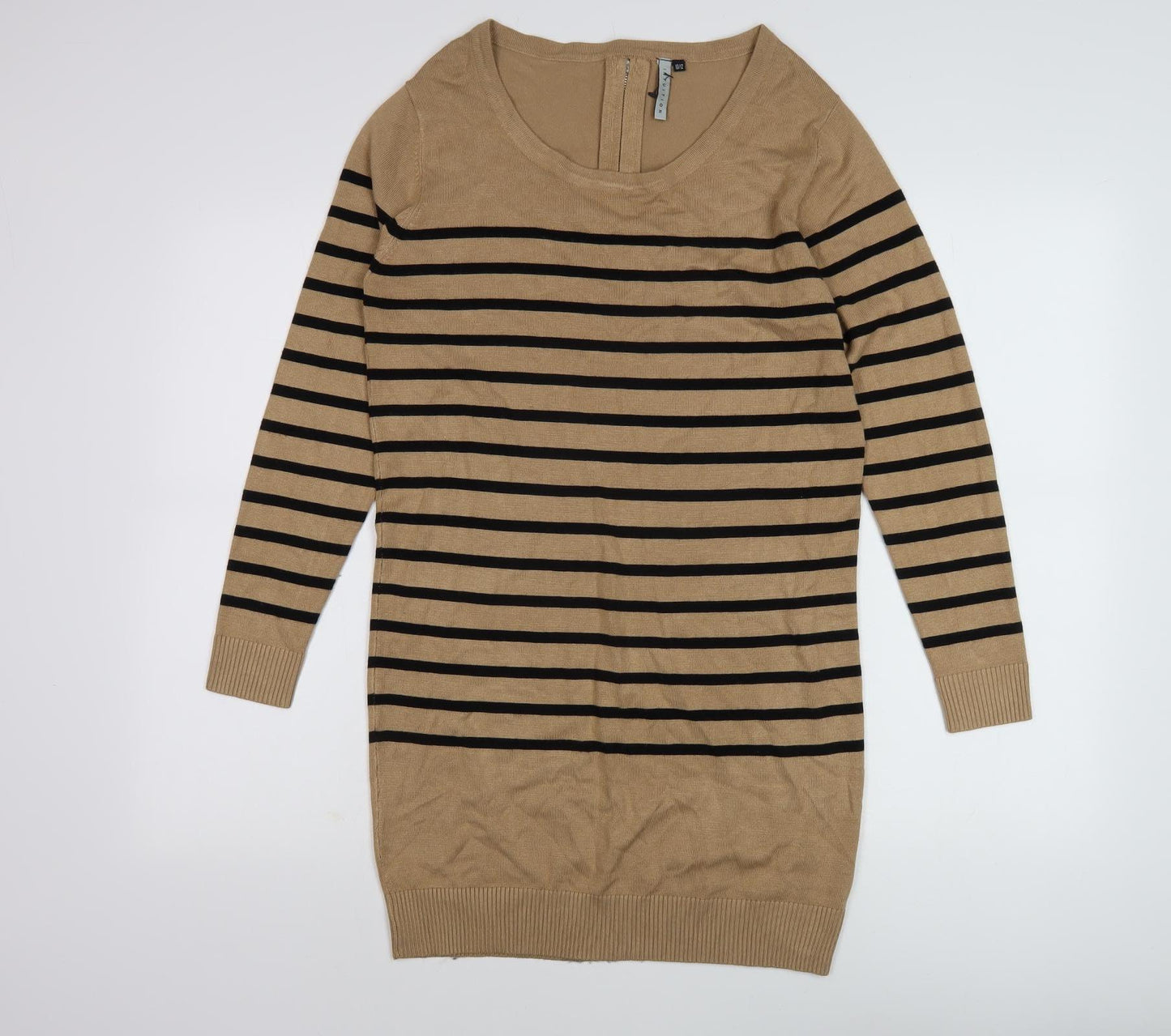 Intuition Women's Beige Striped Tunic Jumper Size 10