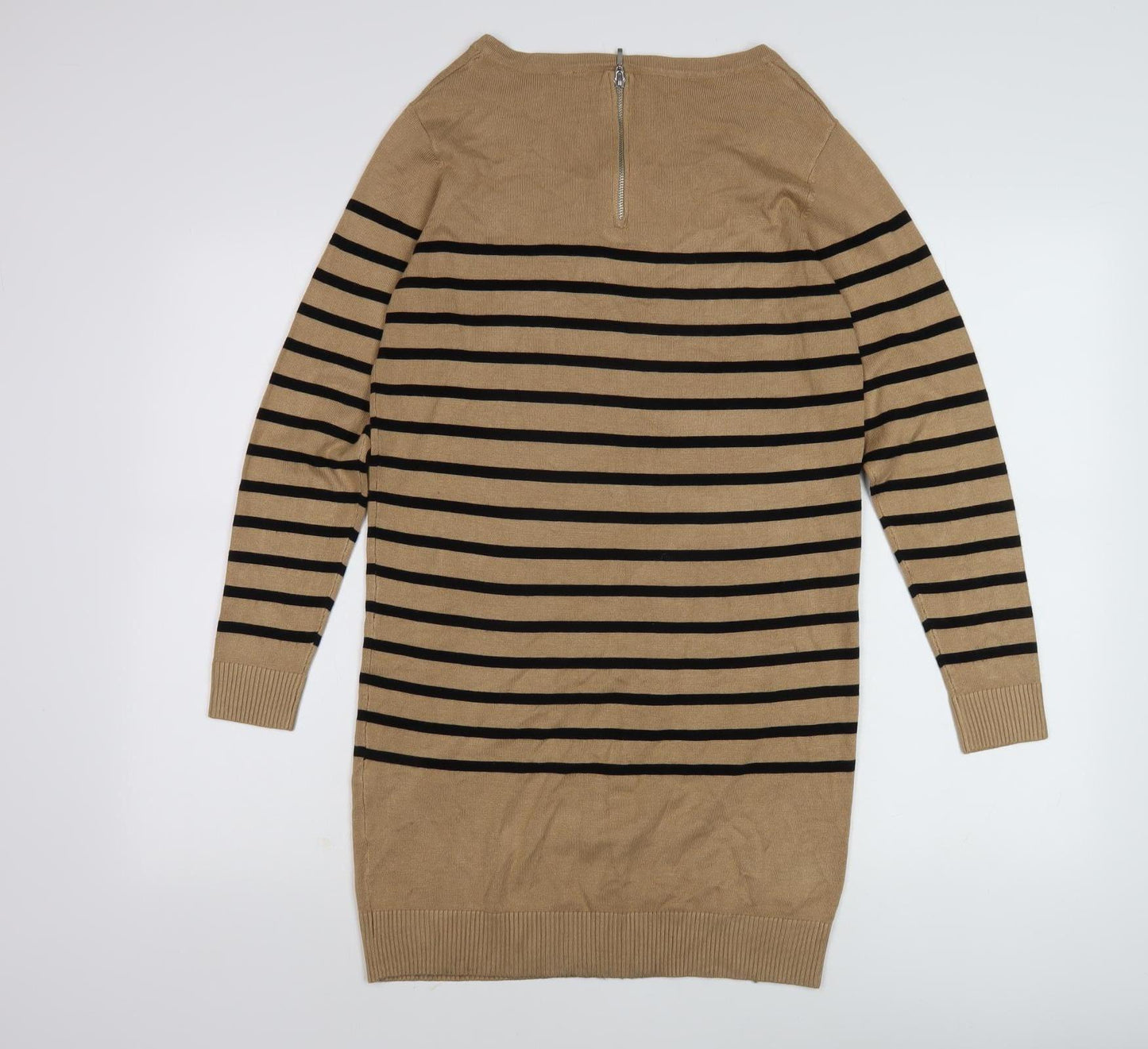 Intuition Women's Beige Striped Tunic Jumper Size 10