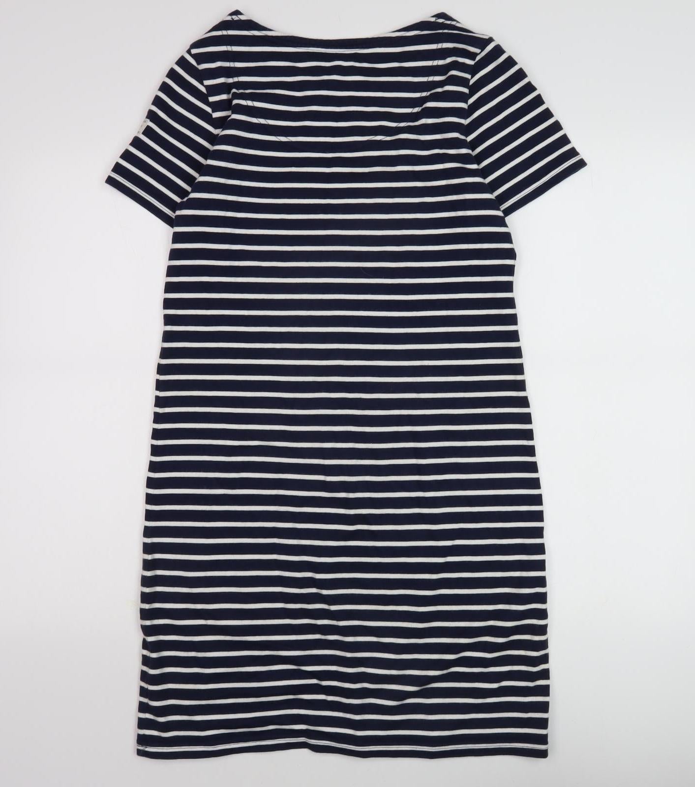 Joules Women's Blue Striped T-Shirt Dress Size 10
