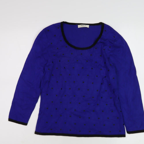 Precis Women's Blue Polka Dot Scoop Neck Pullover S