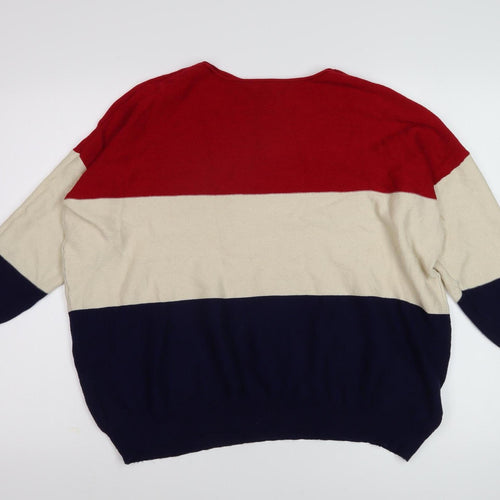 Blue Vanilla Women's Multicoloured Striped Pullover Jumper M