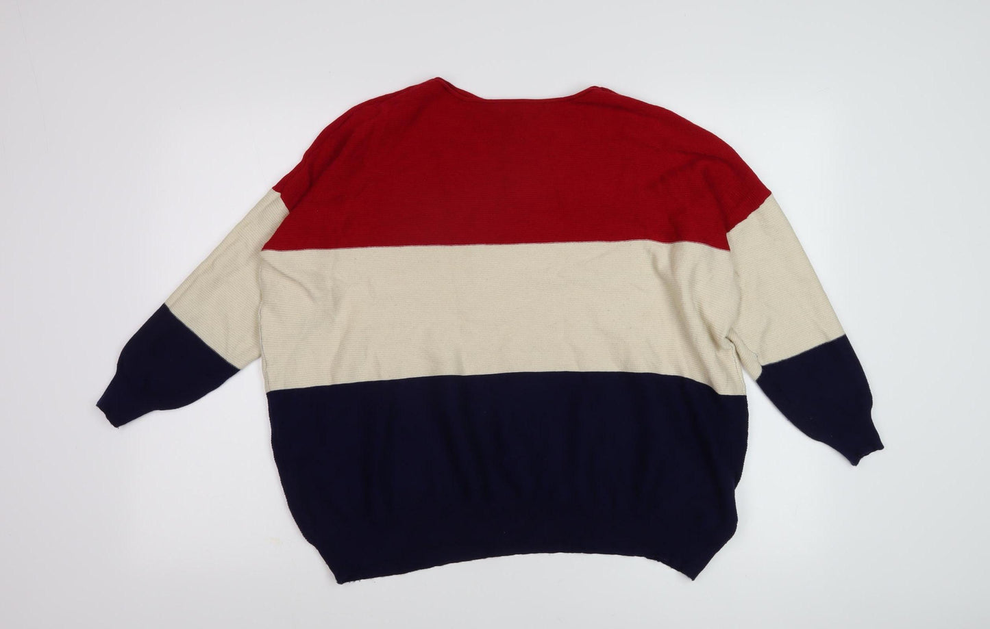 Blue Vanilla Women's Multicoloured Striped Pullover Jumper M