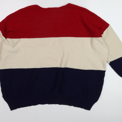 Blue Vanilla Women's Multicoloured Striped Pullover Jumper M