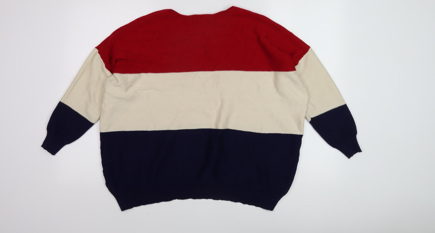 Blue Vanilla Women's Multicoloured Striped Pullover Jumper M