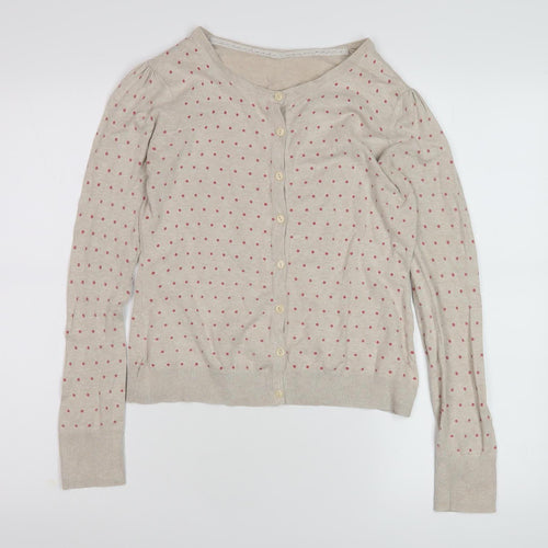 Dunnes Stores Women's Beige Polka Dot Cardigan Size 14