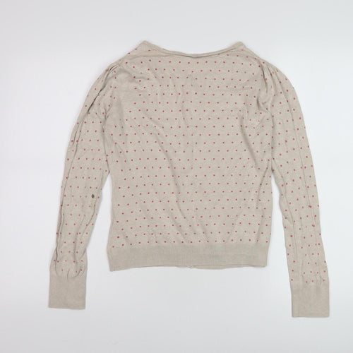 Dunnes Stores Women's Beige Polka Dot Cardigan Size 14