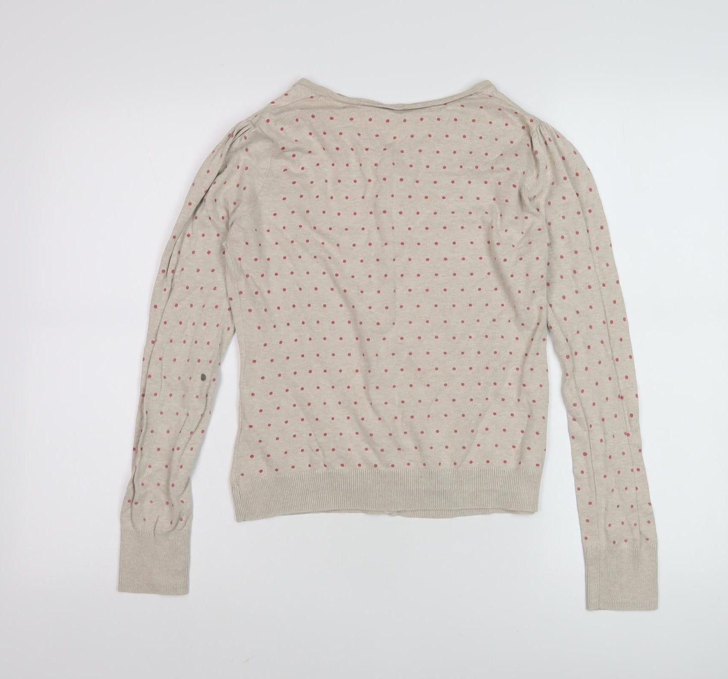 Dunnes Stores Women's Beige Polka Dot Cardigan Size 14