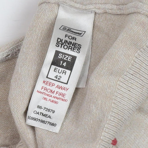 Dunnes Stores Women's Beige Polka Dot Cardigan Size 14