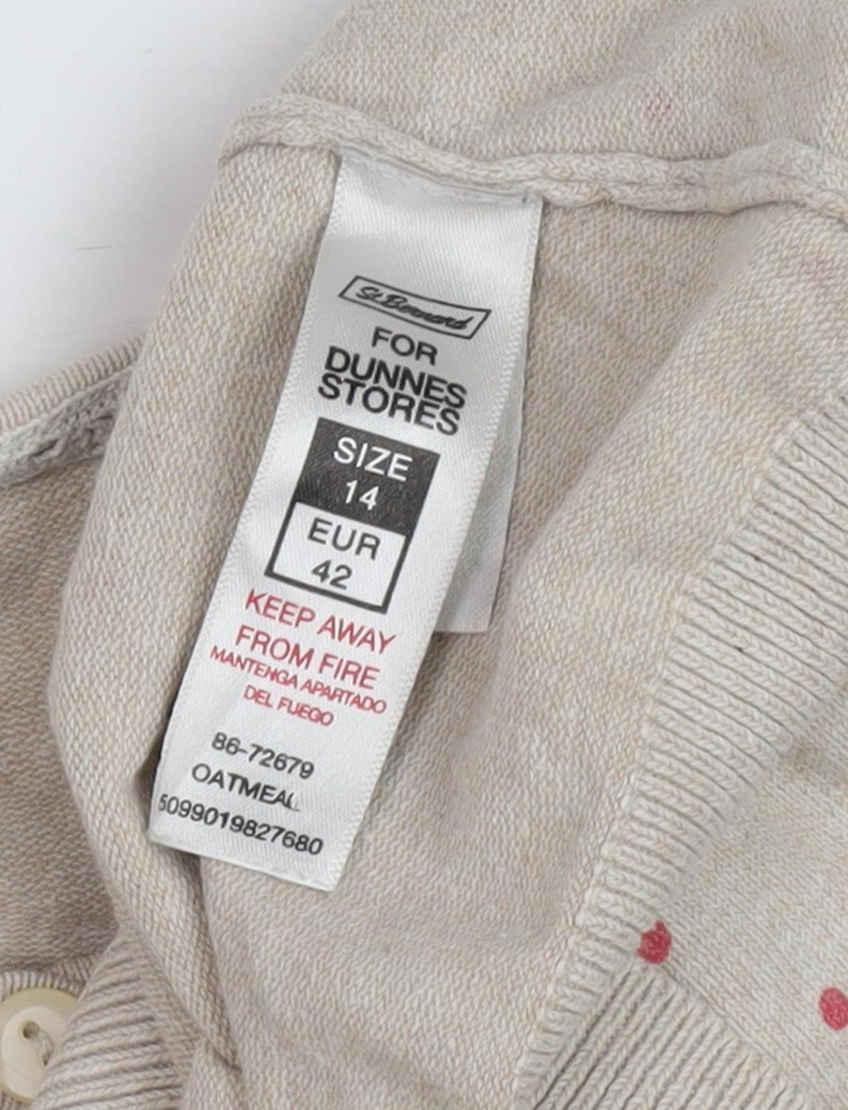 Dunnes Stores Women's Beige Polka Dot Cardigan Size 14