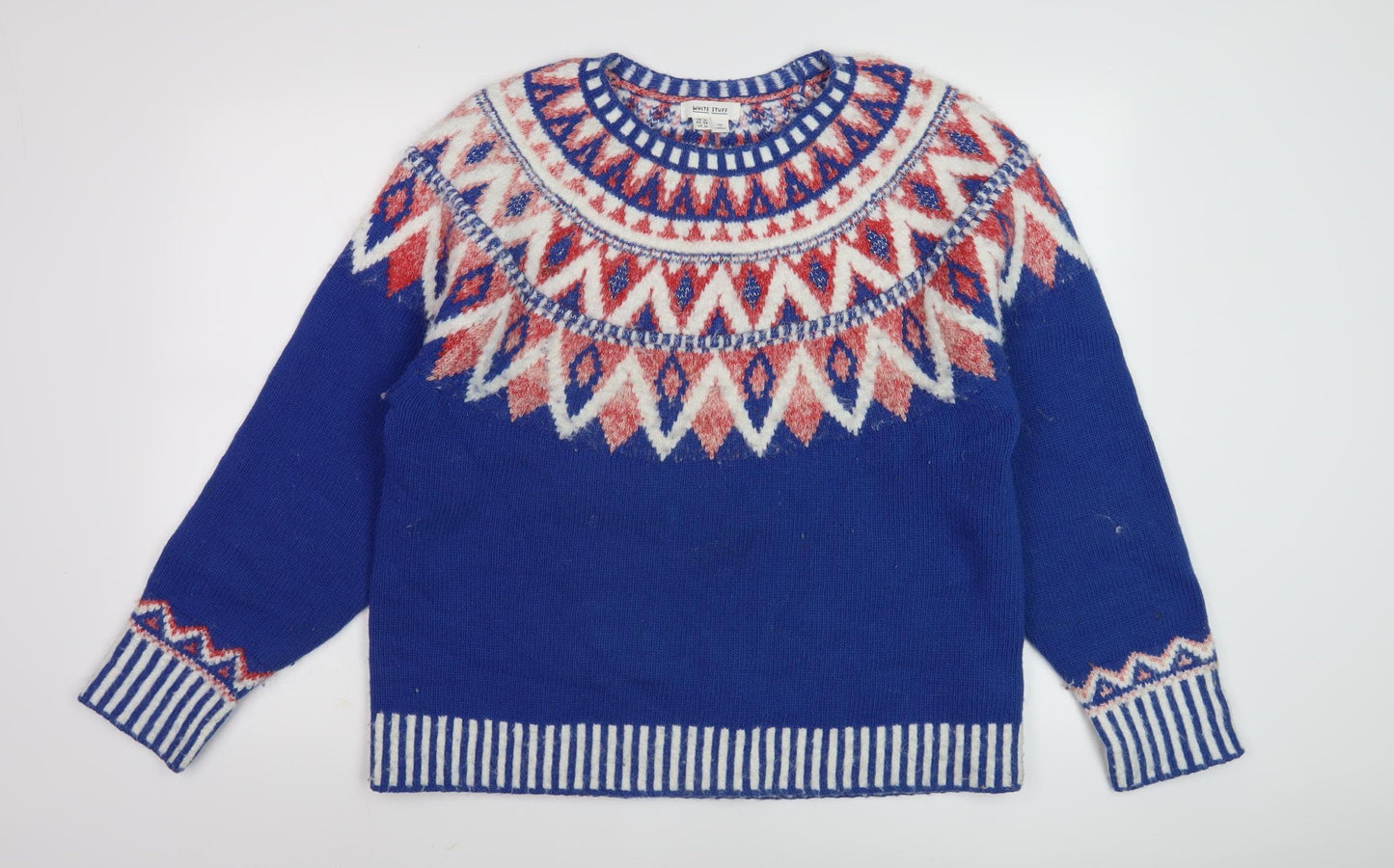 White Stuff Women's Blue Fair Isle Pullover Jumper