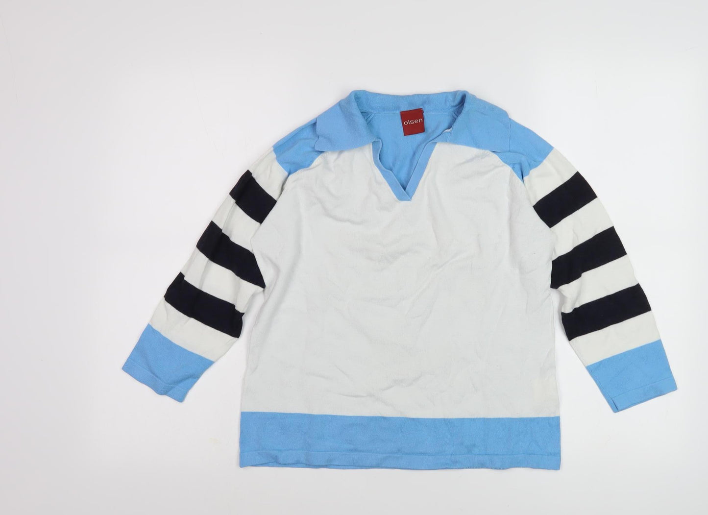 Olsen Women's Blue Striped Jumper, Size 12