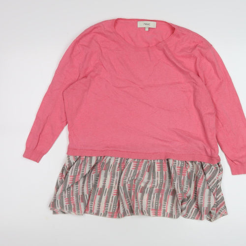 Next Women's Pink Geometric Regular Fit Jumper, Size 12
