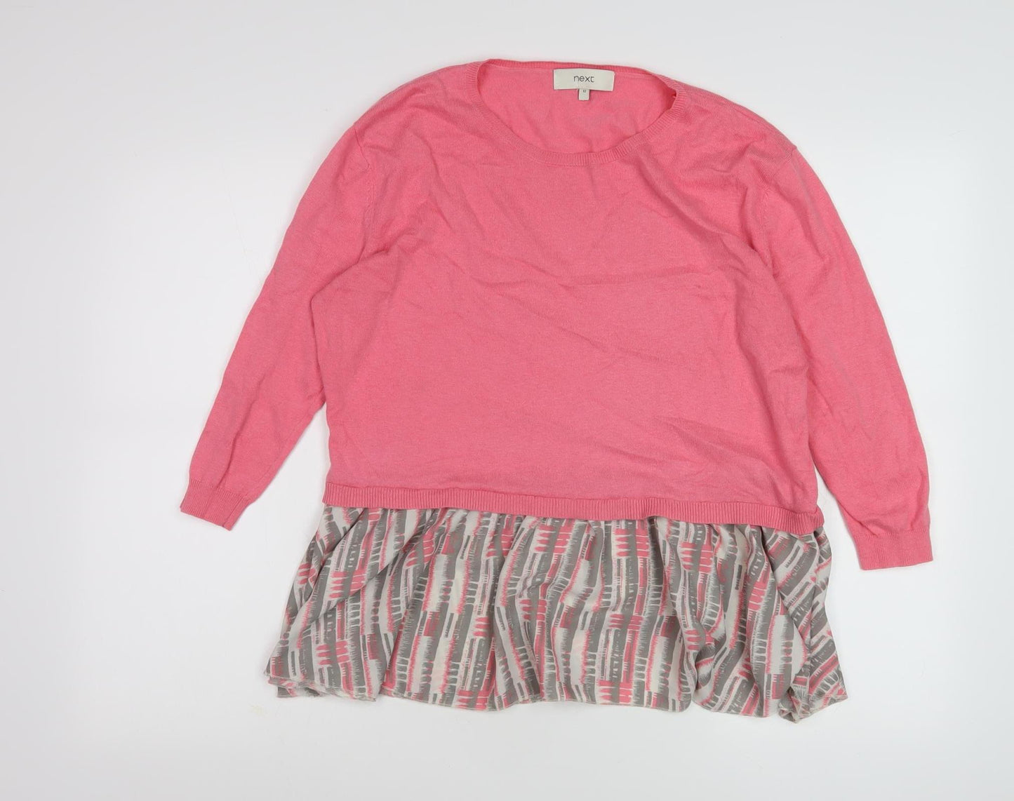 Next Women's Pink Geometric Regular Fit Jumper, Size 12