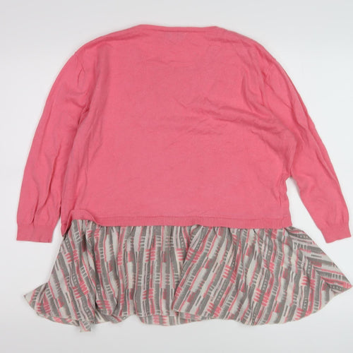 Next Women's Pink Geometric Regular Fit Jumper, Size 12