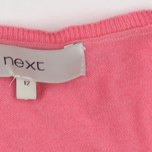 Next Women's Pink Geometric Regular Fit Jumper, Size 12
