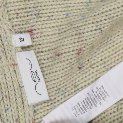 New Look Women's Green Cardigan, Size 12, Cable-Knit