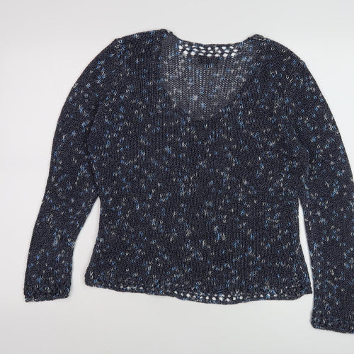 Women's Blue V-Neck Pullover Jumper, Size L