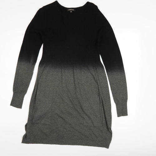 Christina Women's Knit Dress S Long Sleeve Black Grey