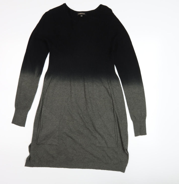 Christina Women's Knit Dress S Long Sleeve Black Grey