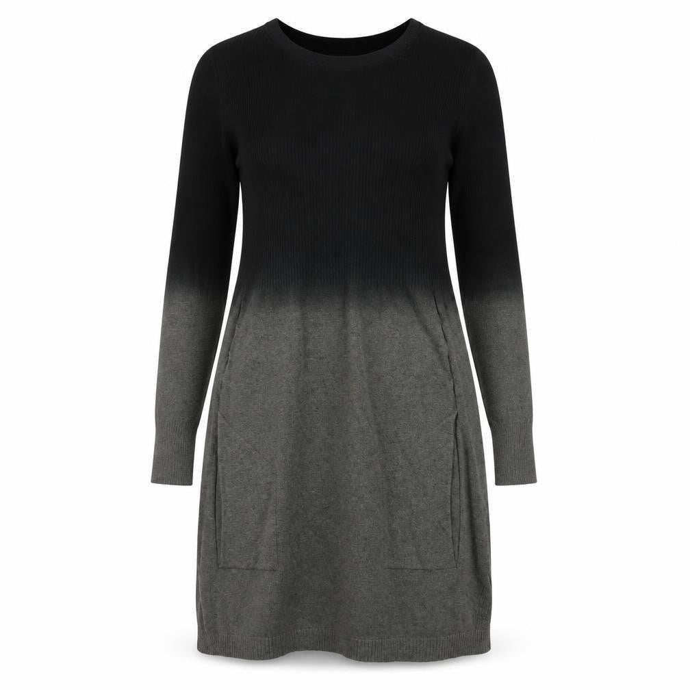 Christina Women's Knit Dress S Long Sleeve Black Grey
