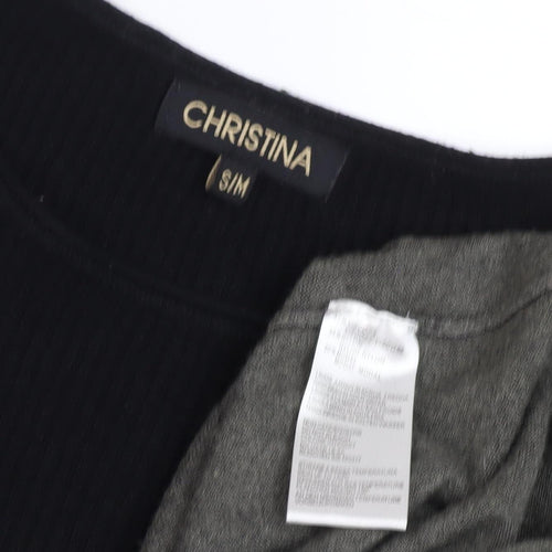 Christina Women's Knit Dress S Long Sleeve Black Grey