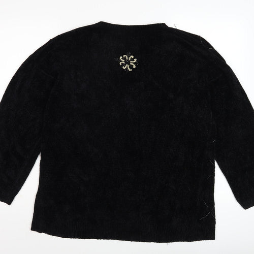 Jumper Women's Black Embroidered Viscose Jumper L