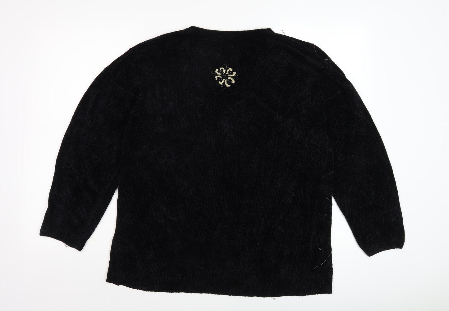 Jumper Women's Black Embroidered Viscose Jumper L