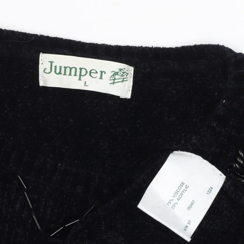 Jumper Women's Black Embroidered Viscose Jumper L