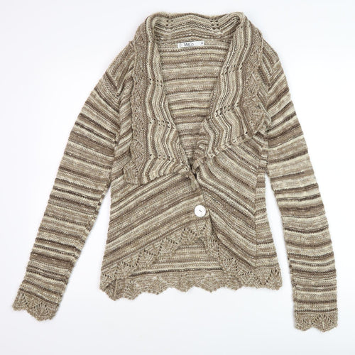 M&Co Women's Brown Striped Cardigan - Size M